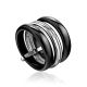 Triple Band Silver Ceramic Ring, Ring Size: 8 / 18, image 