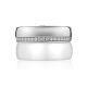 Fashionable Silver Ceramic Band Ring With Crystals, Ring Size: 5.5 / 16, image , picture 4