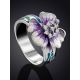 Floral Design Silver Enamel Ring, Ring Size: 8 / 18, image , picture 2