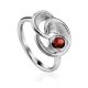 Stylish Silver Garnet Ring, Ring Size: 8.5 / 18.5, image 