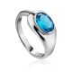 Futuristic Design Silver Ring With Topaz  "Swiss Blue", Ring Size: 9 / 19, image 
