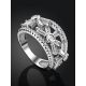 Fashionable Silver Crystal Ring, Ring Size: 6 / 16.5, image , picture 2