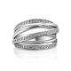 Criss Cross Design Silver Crystal Ring, Ring Size: 7 / 17.5, image , picture 3