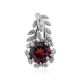 Floral Design Silver Garnet Pendant, image 