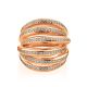 Voluminous Gilded Silver Highway Ring With Crystal Rows, Ring Size: 9 / 19, image , picture 3