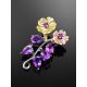 Floral Design Silver Pendant With Amethyst And Nacre, image , picture 2