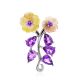 Floral Design Silver Pendant With Amethyst And Nacre, image 