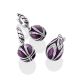 Lilac Enamel Silver Dangle Earrings The Romanov, image , picture 4