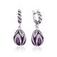Lilac Enamel Silver Dangle Earrings The Romanov, image 