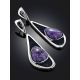 Voluminous Silver Dangle Earrings With Charoite And Demin, image , picture 2