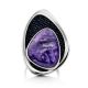 Fabulous Silver Cocktail Ring With Charoite And Denim, Ring Size: 8.5 / 18.5, image , picture 4
