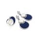 Designer Silver Cocktail Ring With Denim And Nacre, Ring Size: 8 / 18, image , picture 5