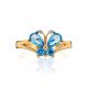 Butterfly Motif Gold Crystal Ring, Ring Size: 4 / 15, image , picture 3