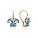 Butterfly Motif Golden Earrings With Blue Crystals, image 