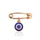 Symbolic Golden Pin With Enamel Evil Eye Dangle, image 