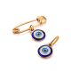 Symbolic Golden Pin With Enamel Evil Eye Dangle, image , picture 3