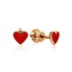 Cute Gold Enamel Heart Shaped Studs, image 