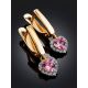 Lovely Golden Dangles With Pink And white Crystals, image , picture 2