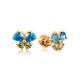 Cute Gold Crystal Butterfly Studs, image 