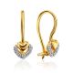 Cute Gold Crystal Heart Shaped Earrings, image 