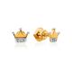 Tiny Golden Crown Studs, image 