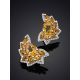 Chic Silver Earrings With Citrine And Crystals, image , picture 2