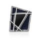 Geometric Design Silver Ring With Denim And Volcanic Glass, Ring Size: 9 / 19, image , picture 4
