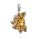 Chic Silver Pendant With Citrine And Crystals, image 