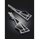 Bold Geometric Design Silver Dangles With Denim And Volcanic Glass, image , picture 2
