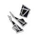 Geometric Design Silver Ring With Denim And Volcanic Glass, Ring Size: 9 / 19, image , picture 5