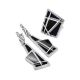 Bold Geometric Design Silver Dangles With Denim And Volcanic Glass, image , picture 4