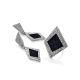 Bold Geometric Silver Ring With Denim Detail, Ring Size: 9.5 / 19.5, image , picture 5