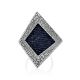 Bold Geometric Silver Ring With Denim Detail, Ring Size: 9.5 / 19.5, image , picture 4