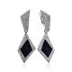 Textured Silver Dangle Earrings With Denim Details, image 