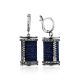 Spool Design Silver Denim Dangle Earrings, image 