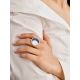 Designer Silver Cocktail Ring With Denim And Nacre, Ring Size: 8 / 18, image , picture 3
