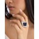 Bold Geometric Silver Ring With Denim Detail, Ring Size: 9.5 / 19.5, image , picture 3