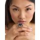 Geometric Design Silver Ring With Denim And Volcanic Glass, Ring Size: 9 / 19, image , picture 3