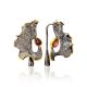 Abstract Design Silver Garnet Earrings, image 