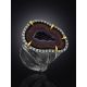 Designer Silver Ring With Agate Geode And Crystals, Ring Size: Adjustable, image , picture 2