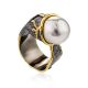 Impressive Silver Adjustable Ring With Nacre, Ring Size: Adjustable, image 