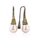 Designer Silver Threader Earrings With Nacre, image 