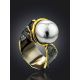 Impressive Silver Adjustable Ring With Nacre, Ring Size: Adjustable, image , picture 2