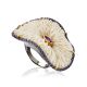 Unique Silver Cocktail Ring With Amethyst And Coral, Ring Size: 8.5 / 18.5, image 