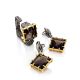 Impressive Geometric Design Silver Smoky Quartz Dangles, image , picture 3
