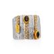 Bold Textured Silver Ring With Smoky Quartz, Ring Size: Adjustable, image , picture 3