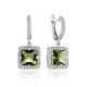 Chic Silver Dangle Earrings With Tourmaline And Crystals, image 