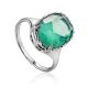 Silver Ring With Oval Green Agate Centerpiece, Ring Size: 8.5 / 18.5, image 