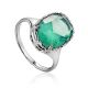 Silver Ring With Oval Green Agate Centerpiece, Ring Size: 9 / 19, image 