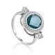 Stylish Silver Ring With Topaz And Crystals, Ring Size: 7 / 17.5, image 